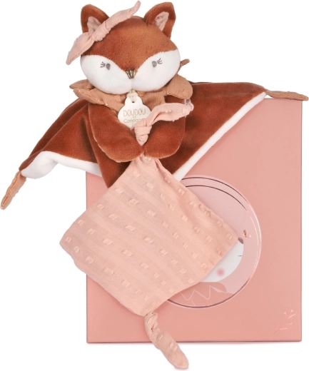 Set regalo doudou: volpe Mina in peluche con porta-ciuccio 20 cm