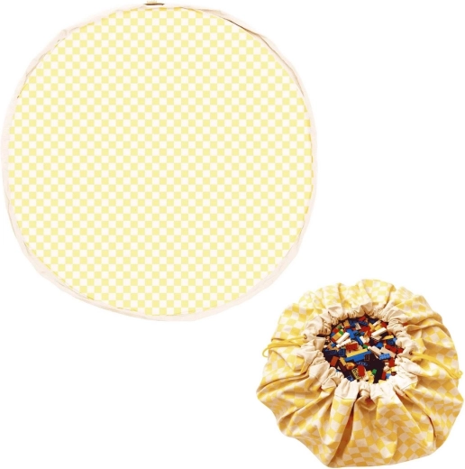 Play and Go Noomad original tappeto da gioco e sacco porta-giocattoli vichy yellow