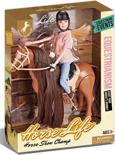 Cavallo marrone da equitazione a batteria con suoni e cavallerizza