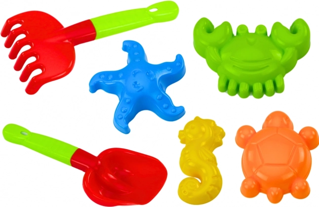 Set di giochi da sabbia con paletta, rastrello e formine