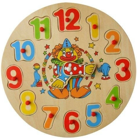 Gioco a incastro in legno - orologio clown, coniglio