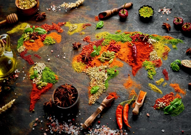 Puzzle Mappa del Mondo di Spezie 1000 Pezzi