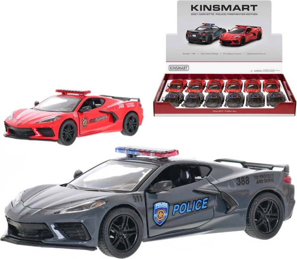 Kinsmart modello di auto in metallo Corvette 2021 servizi di emergenza 1:36 - 1 pezzo