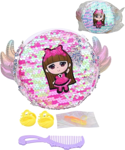 Borsetta e pochette cosmetica per bambine con accessori da parrucchiera 20 x 15 cm - 1 pezzo