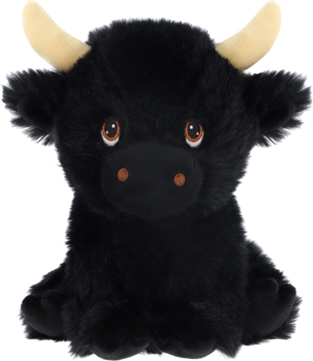 mucca di peluche nera e soffice 18 cm