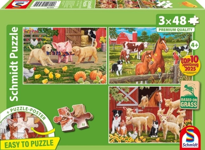 Puzzle animali della fattoria 3×48 pezzi