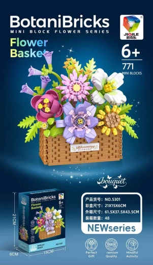 Set di costruzioni: bouquet colorato in cestino (771 pezzi)