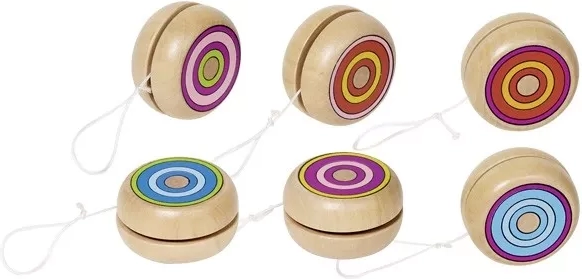 Yo-yo in legno con anelli colorati