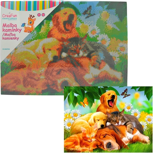 Pittura con diamanti – siesta cani e gatti 30 × 40 cm