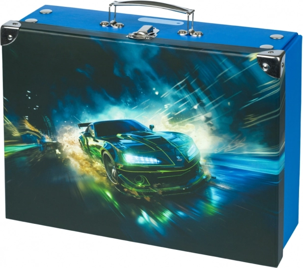 Valigetta scolastica pieghevole Auto da corsa con rinforzi metallici