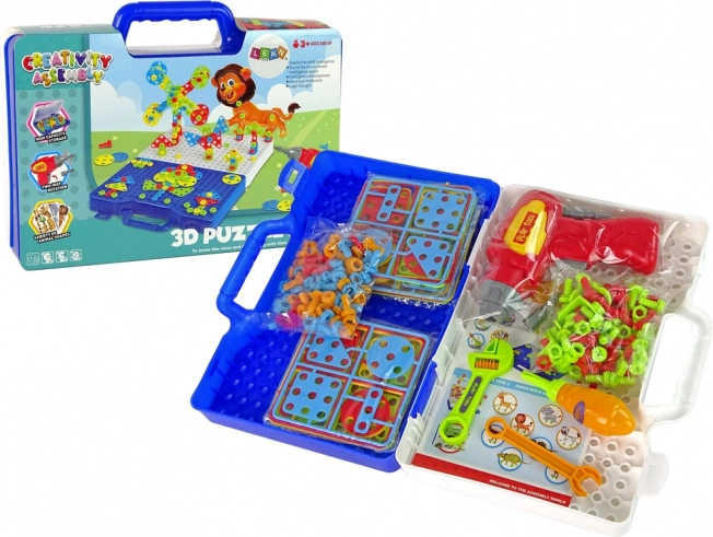Set puzzle 3D con valigetta e cacciavite per piccoli fai‑da‑te