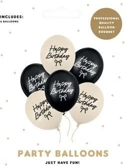 Palloncini Strong Happy B-day con fiocchetti, mix di colori, 30 cm