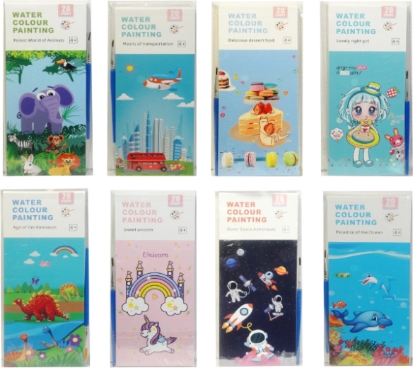 Libri da colorare ad acqua – set di 20 fogli con motivi di animaletti e veicoli