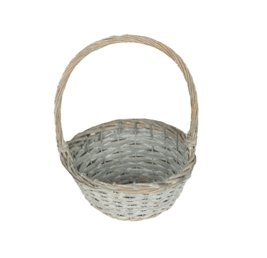 Cestino in vimini grigio con manico 26 × 11 × 33 cm