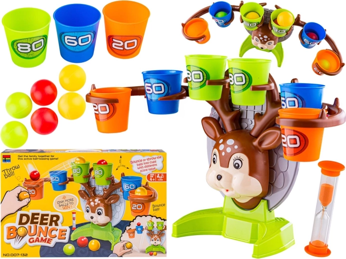 Deer bounce game – gioco di abilità di lancio delle palline nei bicchieri
