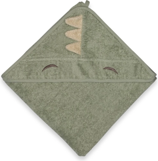 NuuRoo Aki asciugamano per neonati con cappuccio light green dino