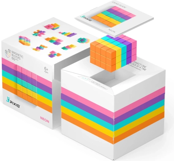 Costruzioni magnetiche PIXIO Neon 60 pezzi (6+)