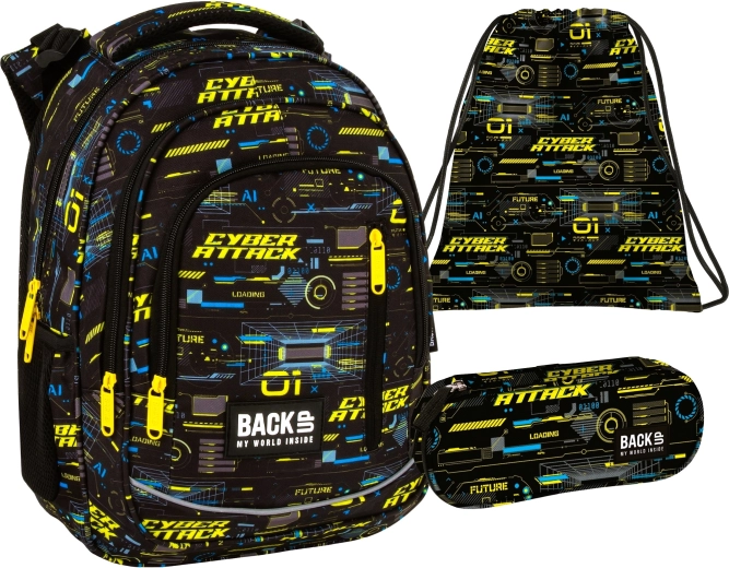 Set scolastico BackUP Cyber Attack 3 in 1 (zaino, astuccio e sacca)