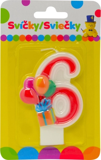 Candela di compleanno con palloncini – numero 6