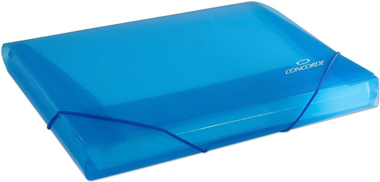 Cartella portadocumenti con elastico A4, blu trasparente CONCORDE