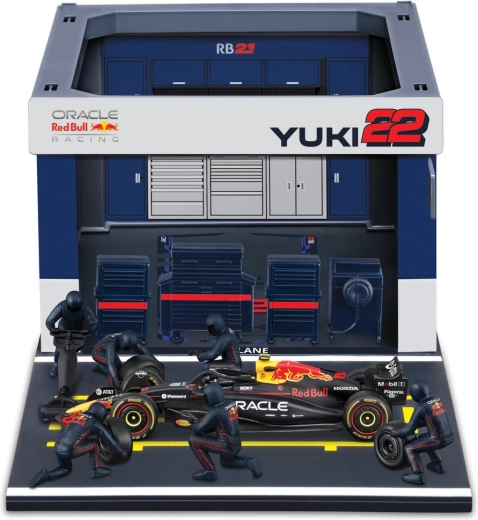 Set Pit Pass diorama Bburago Formula Racing F1 Oracle Red Bull Racing RB21 (2025) Yuki Tsunoda 1:43