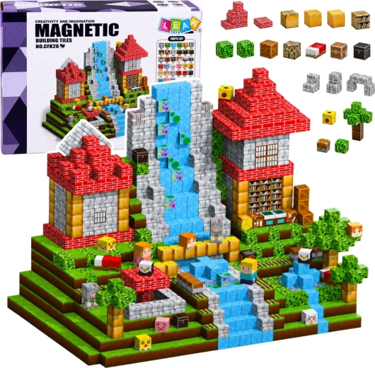 Cubetti magnetici – blocchi da costruzione pixel con risorse (200 pezzi)