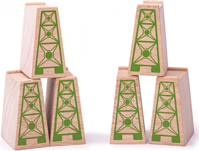 Piloni per ponti in legno per ferrovia giocattolo 6 pezzi BIGJIGS RAIL