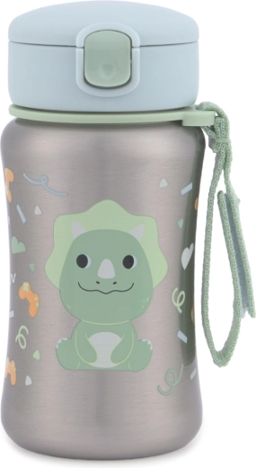 Skip Hop borraccia in acciaio inox con cannuccia per acqua Besties Squad Dino 350 ml