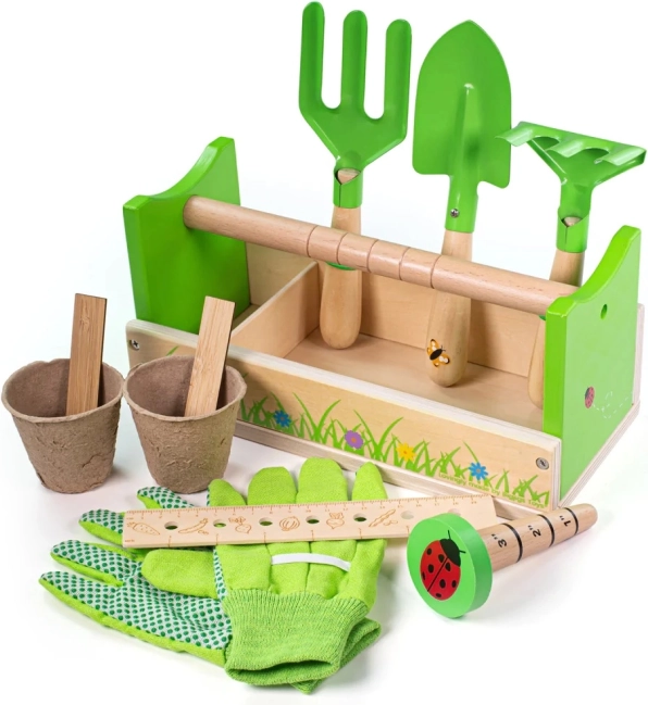 Set da giardinaggio Bigjigs Toys in cassetta per bambini