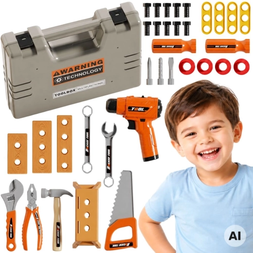 Woopie set di attrezzi in valigetta da 45 pezzi con avvitatore a batteria e luce