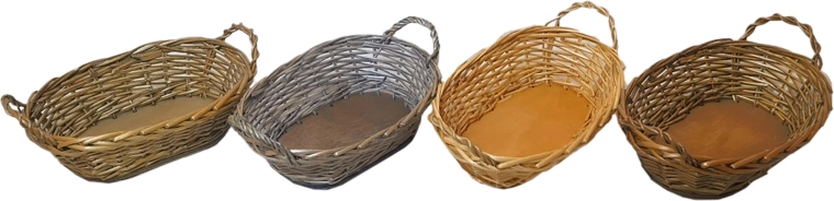 Cestino ovale in vimini laccato 30 × 20 × 12 cm con manici