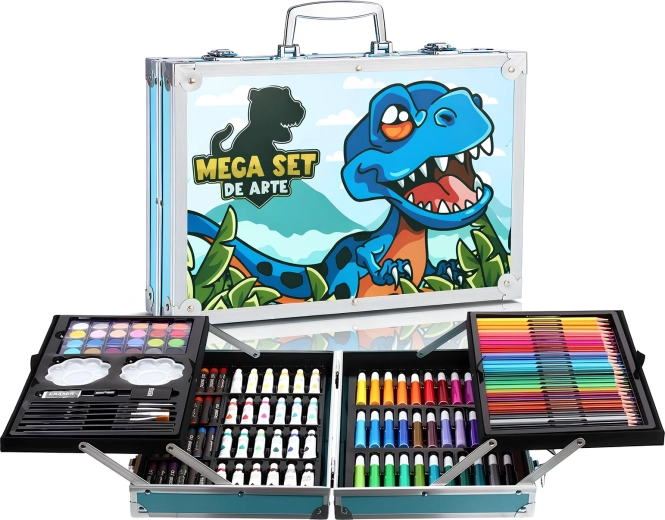 Renew Force set artistico per bambini con motivo dinosauri, 145 pezzi in valigetta