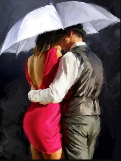 Mosaico di diamanti (diamond painting) Sotto l’ombrello 30 × 40 cm - 1 pezzo