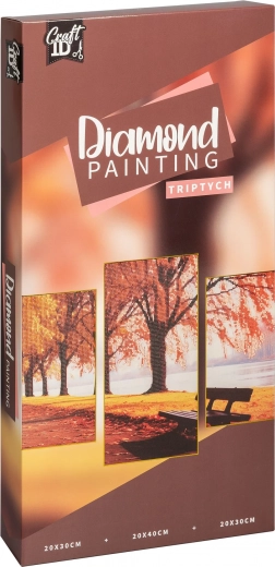 Pittura diamantata su telaio – paesaggio, trittico 40 × 20 cm + 30 × 20 cm