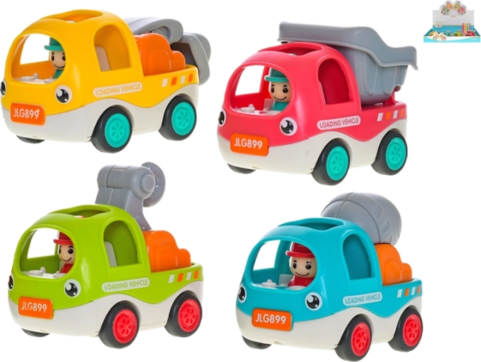 Allegra macchinine da cantiere con retrocarica 6,5 cm – set da 12 pezzi