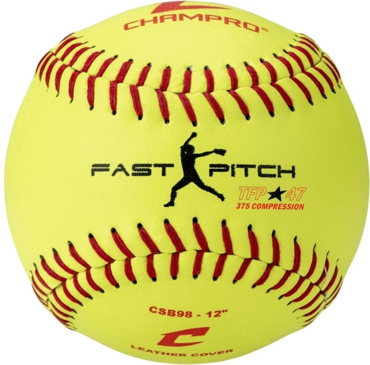 Pallina da softball fastpitch CHAMPRO 12" gialla in pelle - 1 pezzo