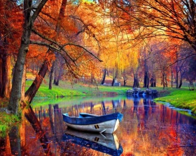 Pittura con diamanti Barchetta abbandonata 30 × 40 cm