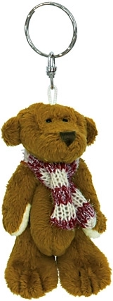 Portachiavi in peluche a forma di orsetto marrone scuro 11 cm
