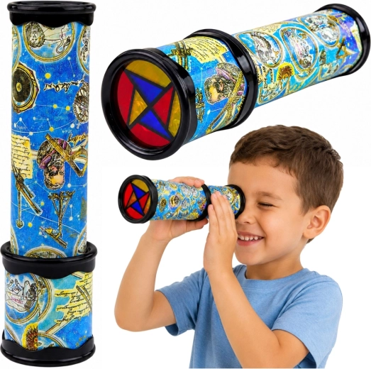 Caleidoscopio rotante per bambini con motivi colorati, blu, 21 × 5,5 cm - 1 pezzo