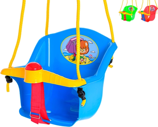Altalena di sicurezza per bambini con schienale e barra a T, 35 × 38 × 34 cm, fino a 20 kg