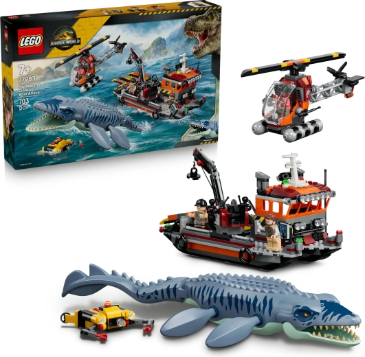 LEGO Jurassic World attacco del mosasauro alla barca