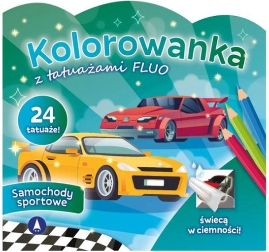 Album da colorare con tatuaggi fluorescenti – auto sportive