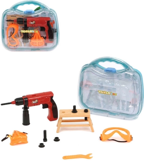 Set di attrezzi in plastica per bambini con trapano in valigetta