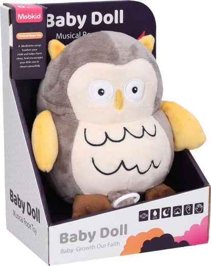 Gufo di peluche a carica con ninna nanna 19 cm