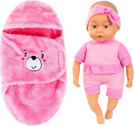 Bambola Bayer Bobas con fascia rosa 35 cm