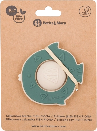 Giocattolo da mordere in silicone pesciolino Fiona Misty Green 6m+