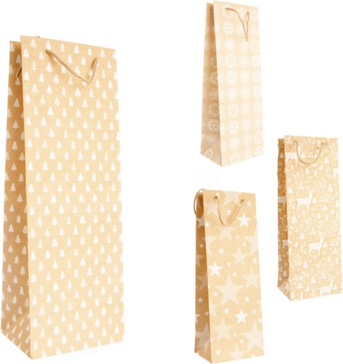 Sacchetto regalo natalizio beige-bianco 13 × 10 × 35 cm (4 varianti)