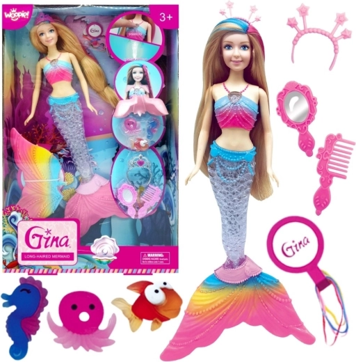 WOOPIE Sirena Gina con coda arcobaleno e accessori