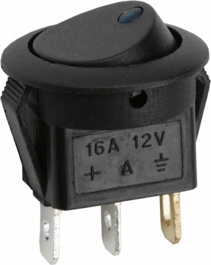 Interruttore a bilanciere rotondo con LED blu