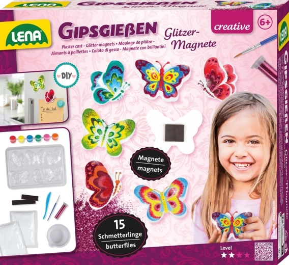 Lena magneti in gesso con brillantini Farfalle